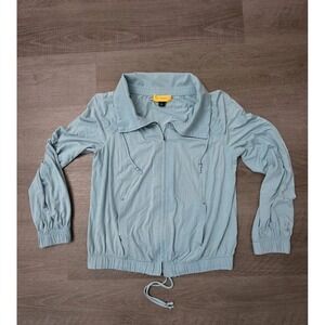 St. John Spring Jacket Full Zip Relaxed Designer Size P‎ Teal Green Pockets